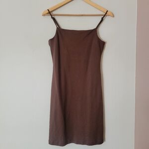 AYR Women's Brown High Neck Bodycon Spaghetti Strap Summer Mini Dress Size Small